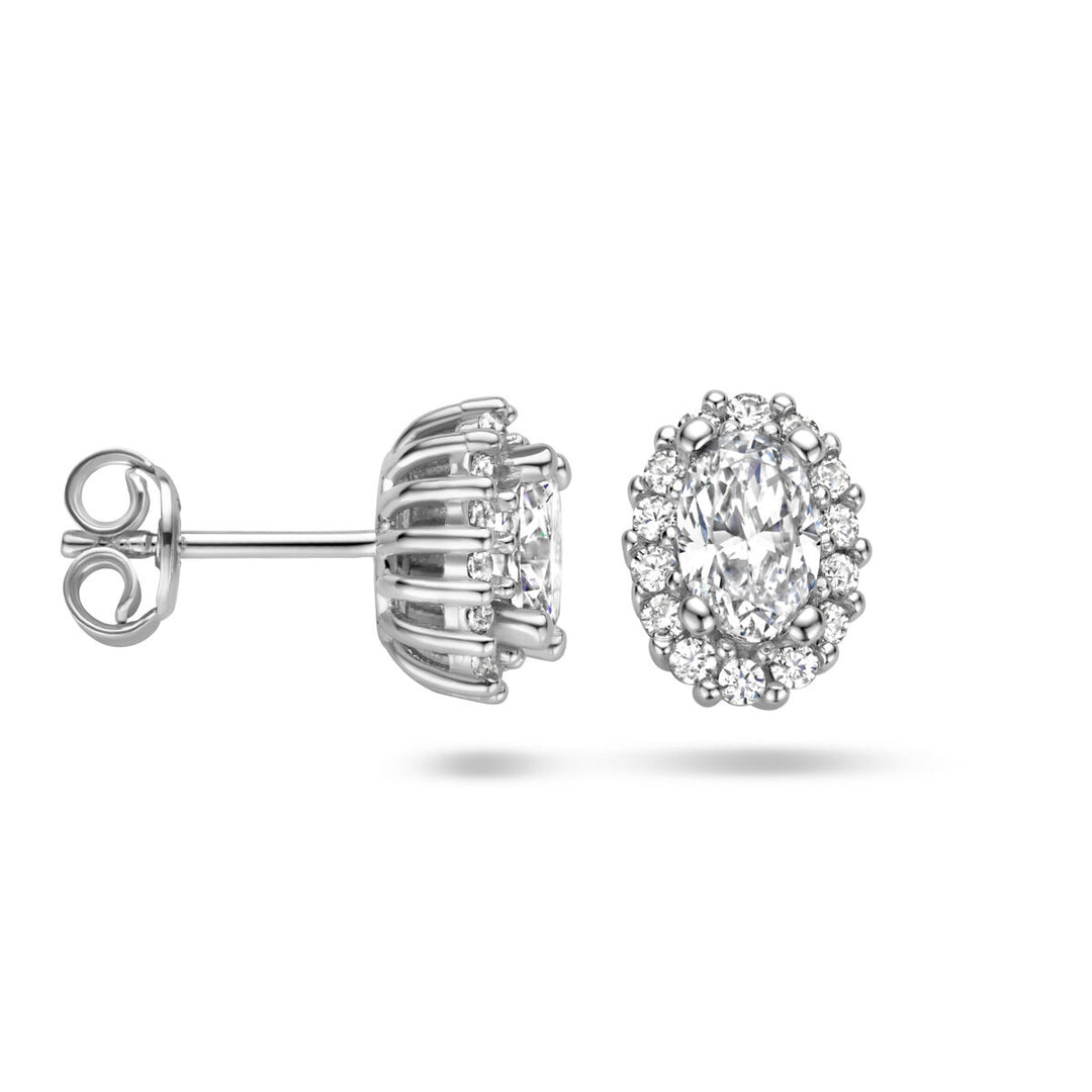 Ohrstecker Zirkonia Halo Silber rhodiniert