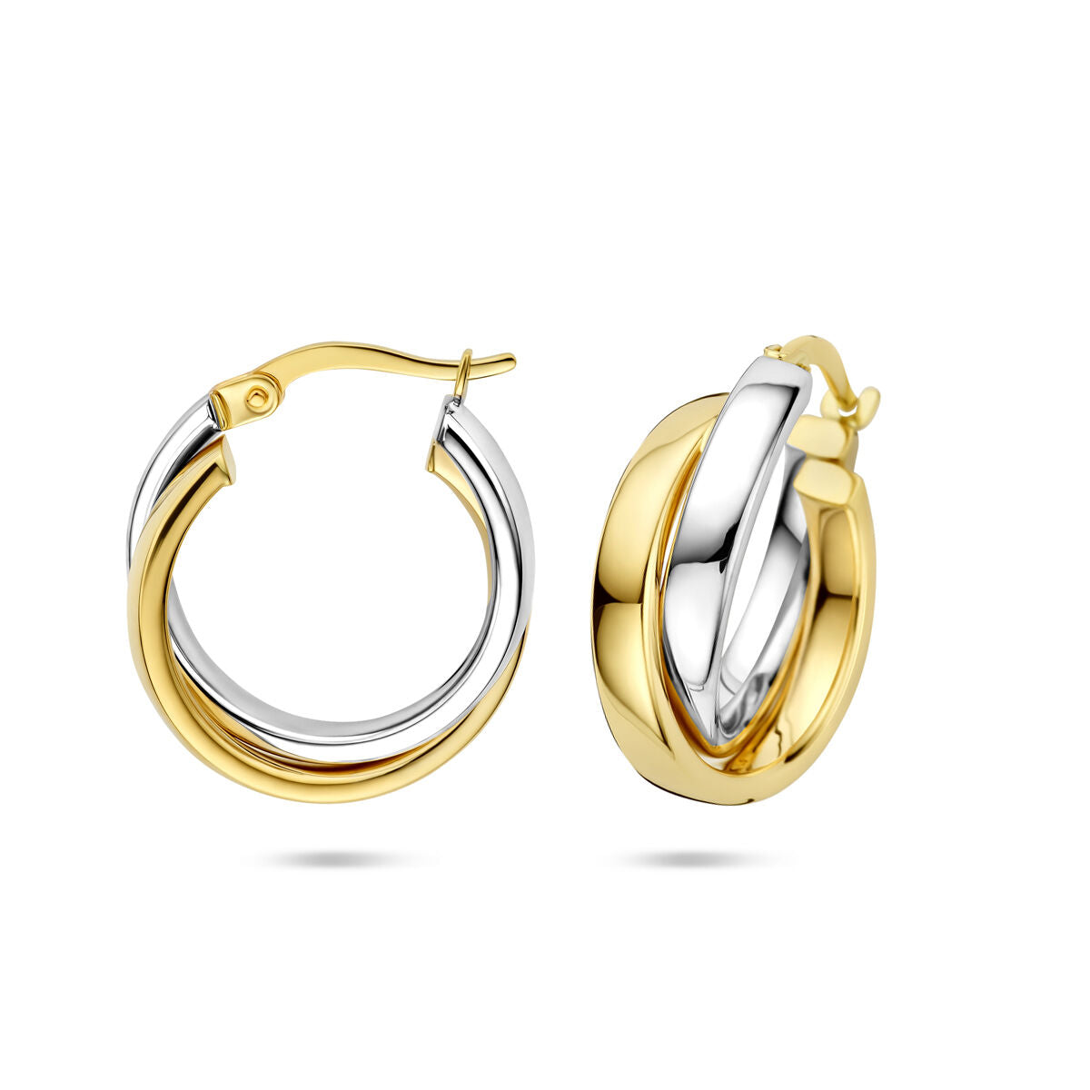 Bicolor Ohrringe – 14k Gelb- und Weißgold