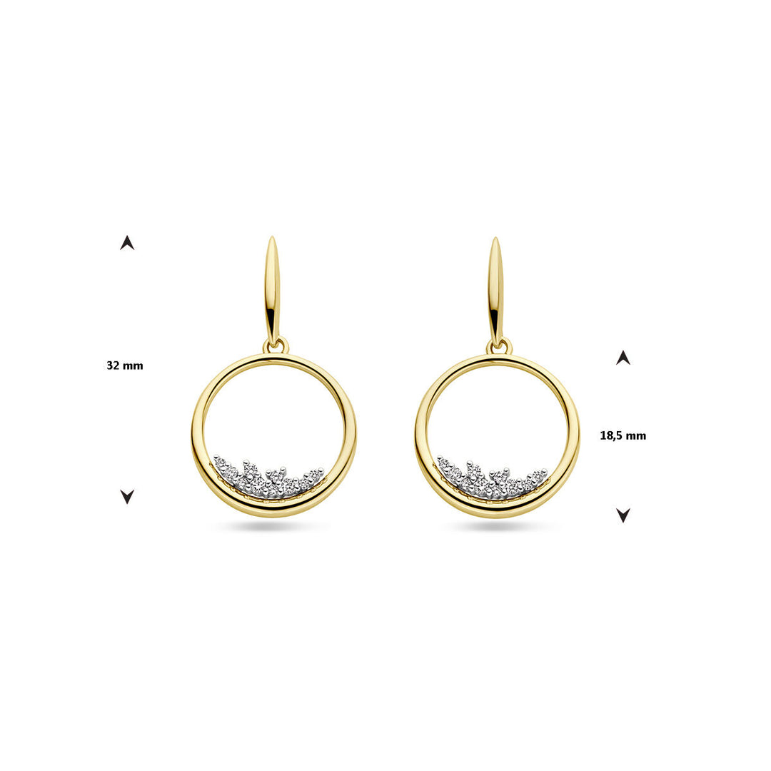 Ohrringe Kreis Diamant 0,23 ct (2x 0,115 ct) h si 14K Bicolor Gold gelb/weiß