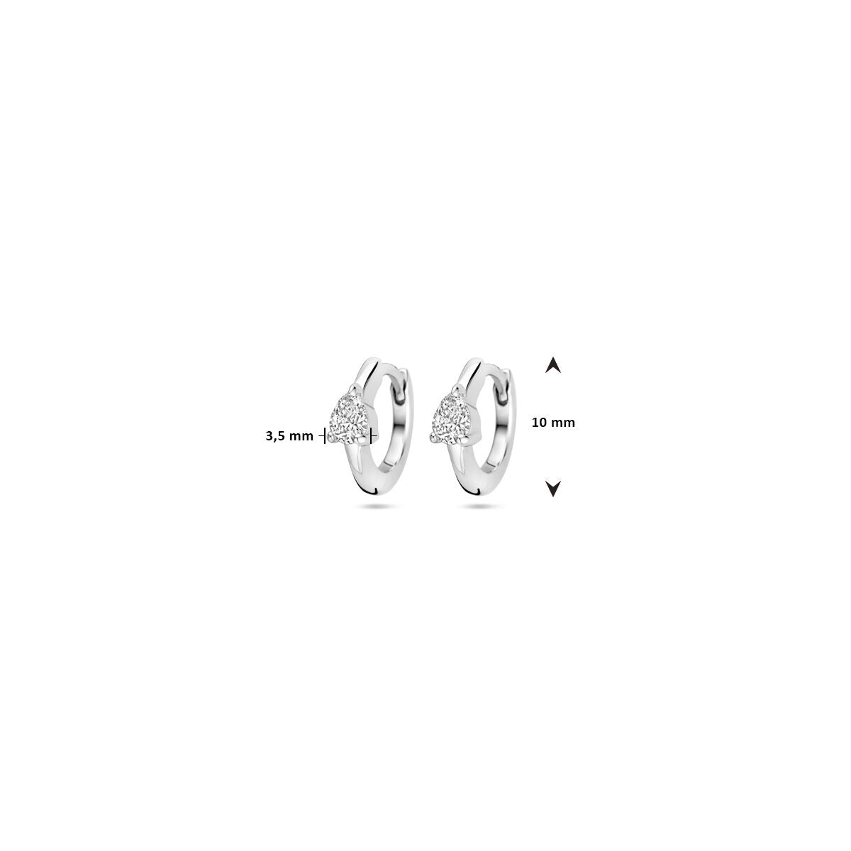 Klappcreolen Zirkonia 10 mm Silber rhodiniert