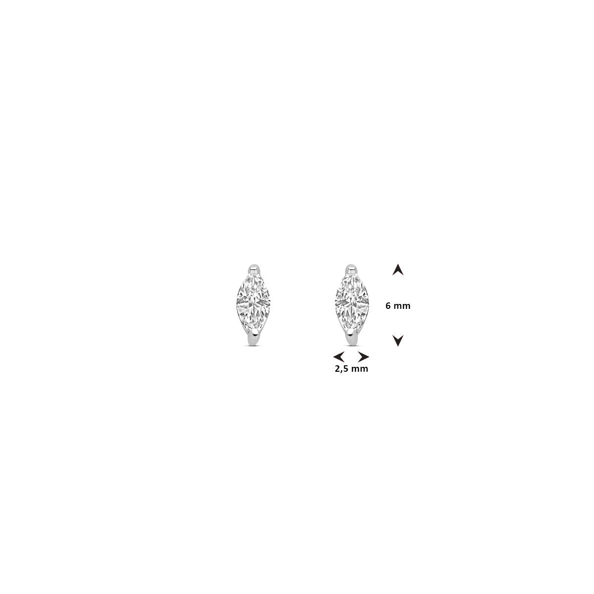Ohrstecker Zirkonia 6 mm Silber rhodiniert