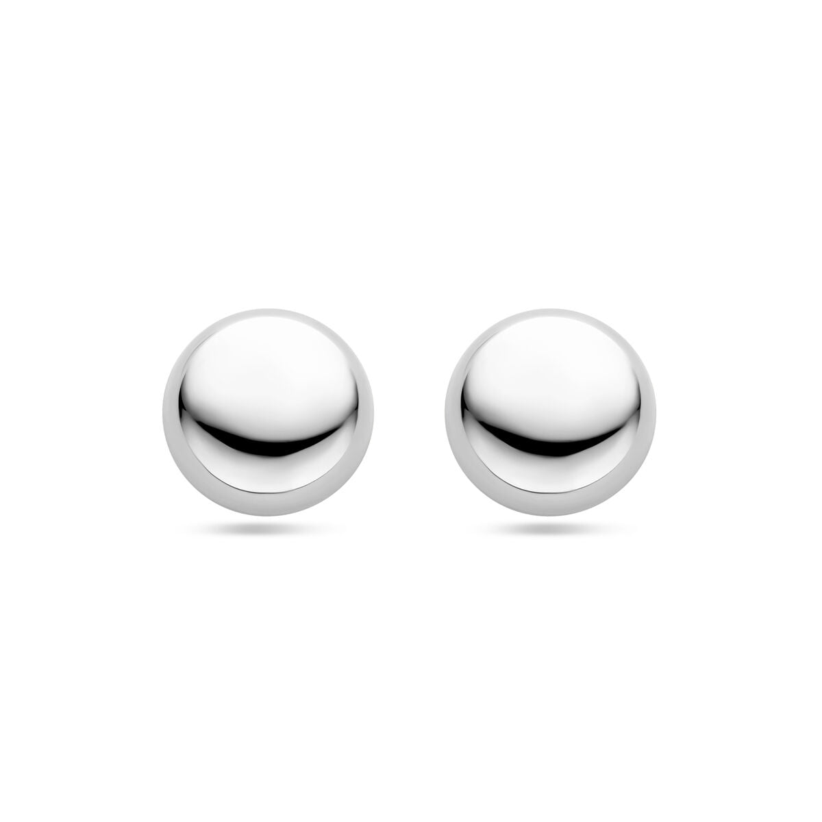Ohrstecker aus rhodiniertem Silber in runder Form mit glänzender Oberfläche