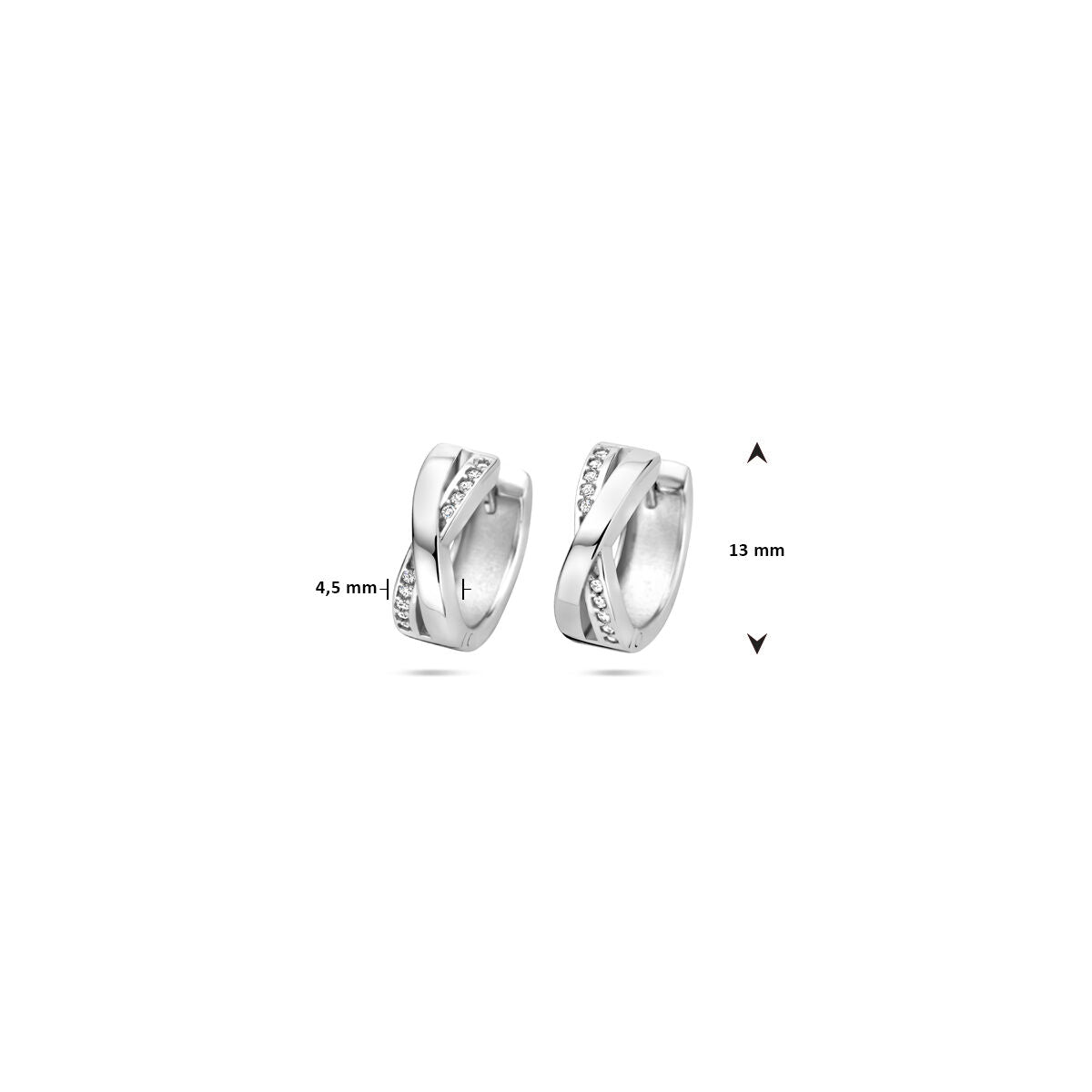 Klappcreolen Zirkonia 13 mm Silber rhodiniert