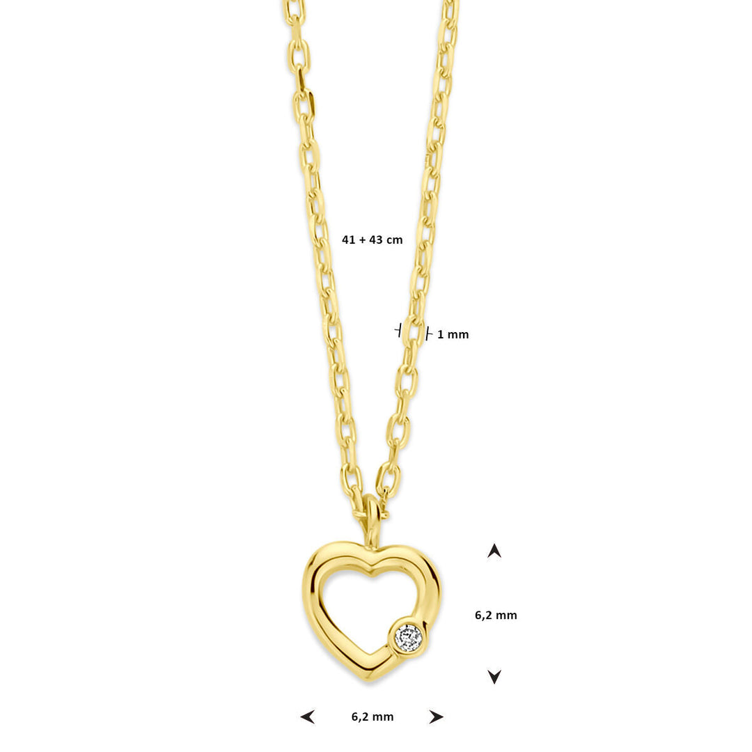 Gold Damenhalskette Herz und Diamant 14K