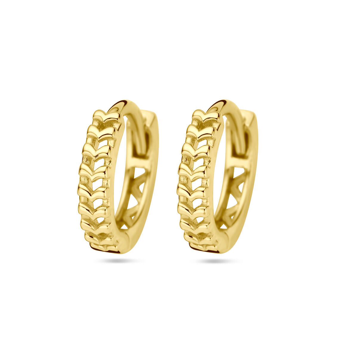 Klapp-Ohrringe aus 14K Gelbgold mit schalenförmiger Struktur