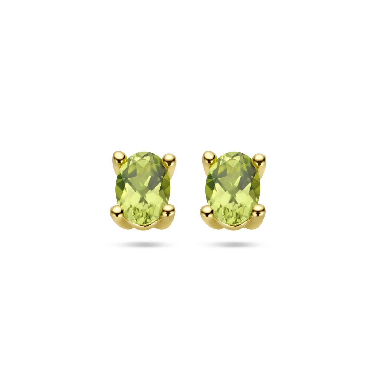 Ohrstecker aus 14K Gelbgold mit ovalen Peridot-Edelsteinen in leuchtendem Grün