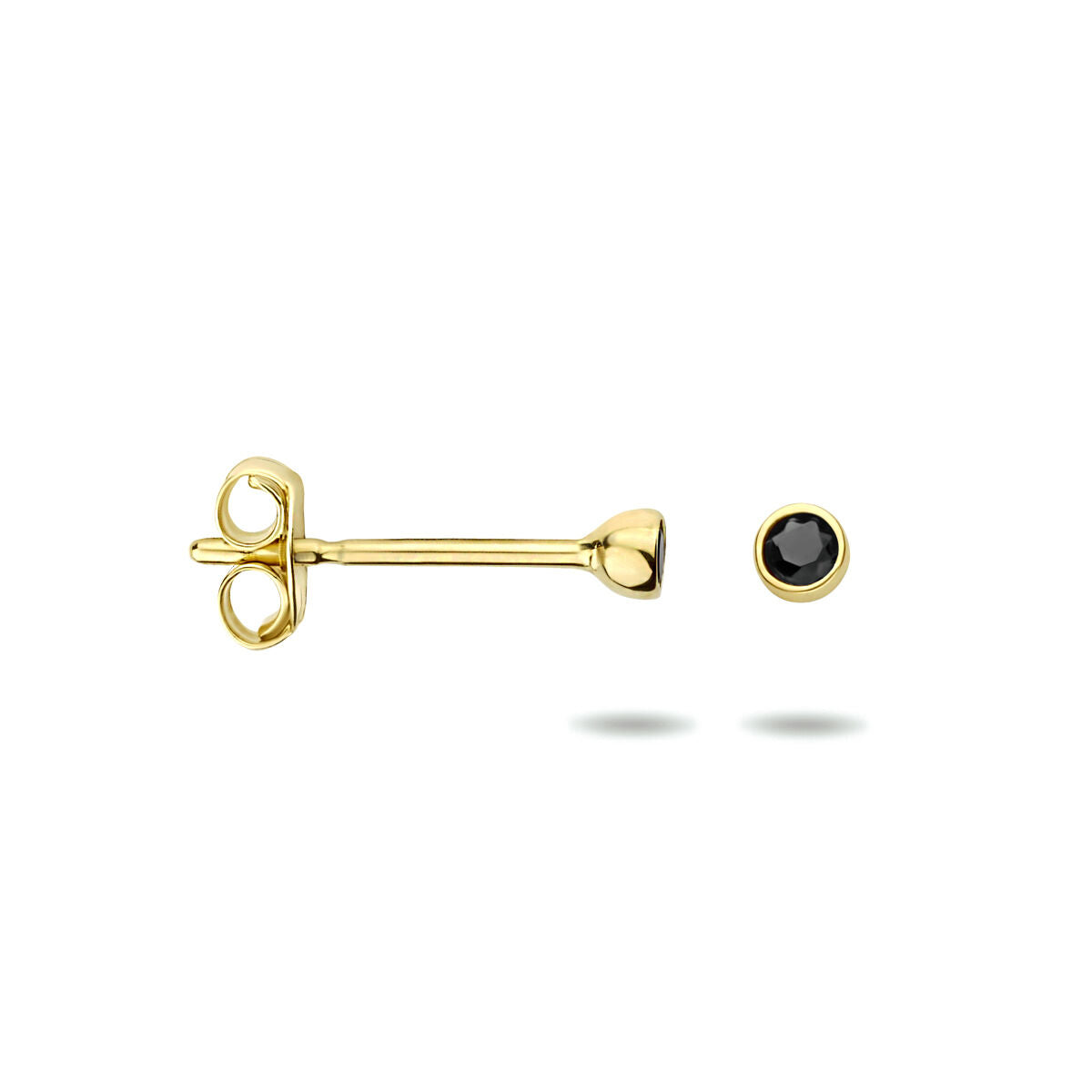 Ohrstecker schwarzer Zirkonia 14K Gelbgold