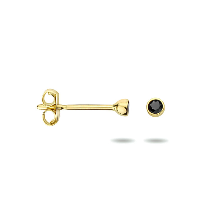 Ohrstecker schwarzer Zirkonia 14K Gelbgold