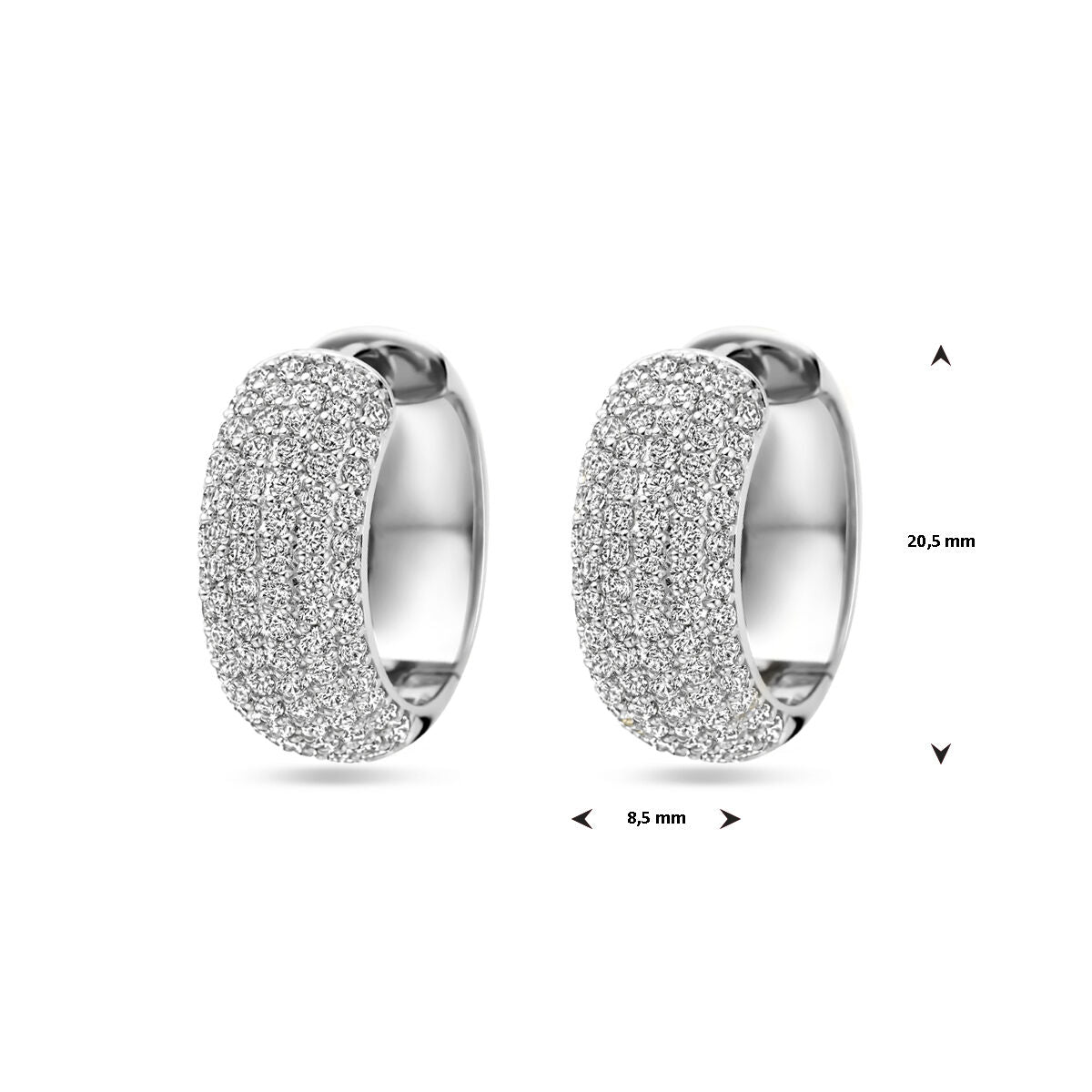 Klappohrringe Zirkonia 20,5 mm Silber rhodiniert