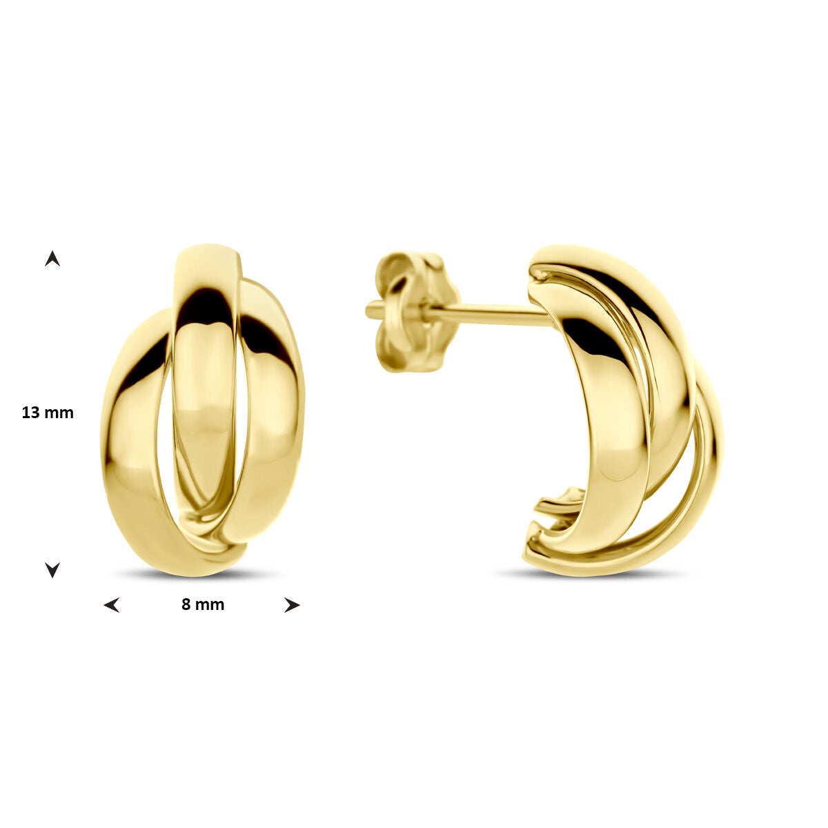 Steckerohrringe 13 mm 14K Gelbgold