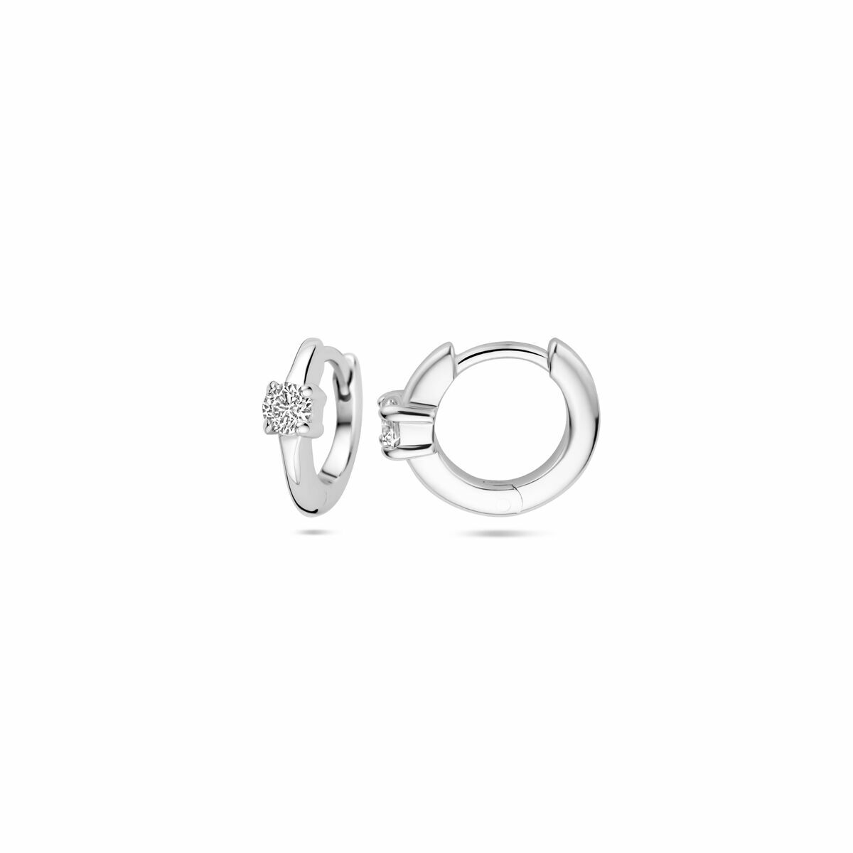 Klappcreolen Zirkonia 10 mm Silber rhodiniert