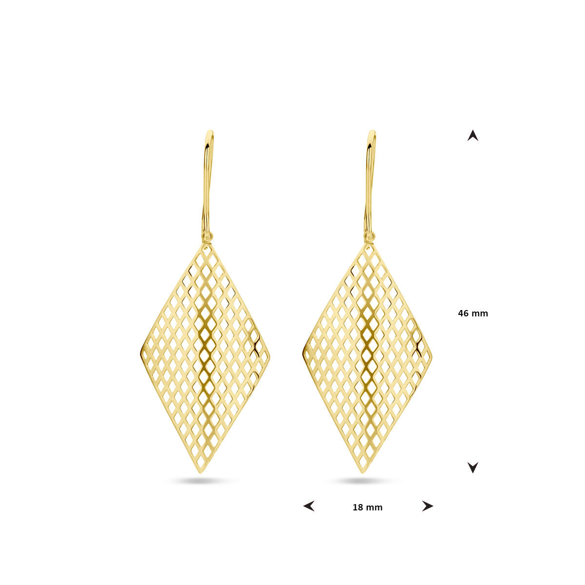 Van der Kooij Collection – Ohrringe mit Diamanten, französischer Haken, 14 Karat Gelbgold