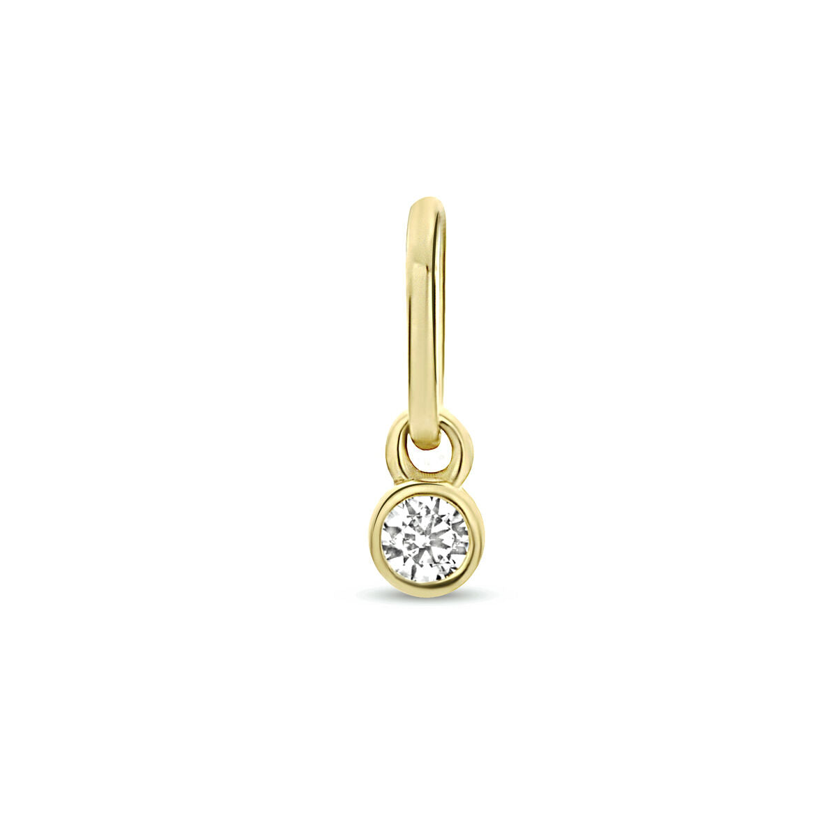 Runder Anhänger aus 14K Gelbgold mit einem klaren Zirkonia-Stein