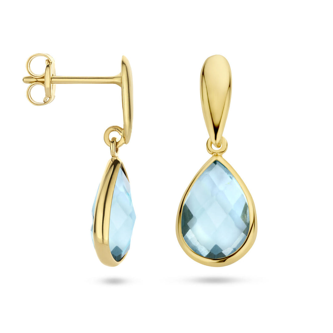 Ohrringe Blautopas 14K Gelbgold