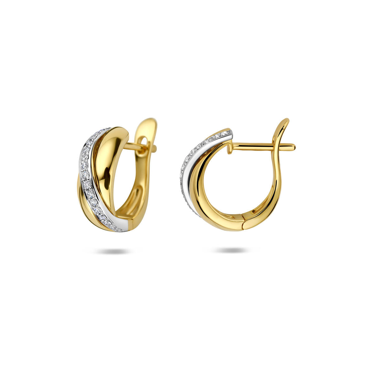 14k Bicolor-Ohrringe mit Diamant