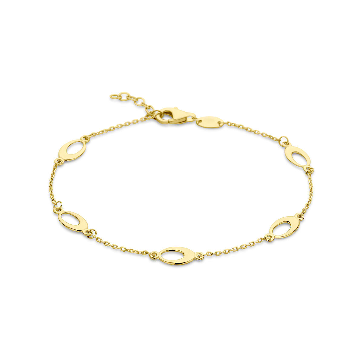 Ovale 14K Goldarmband mit geschlossenen Gliedern und feiner Kette