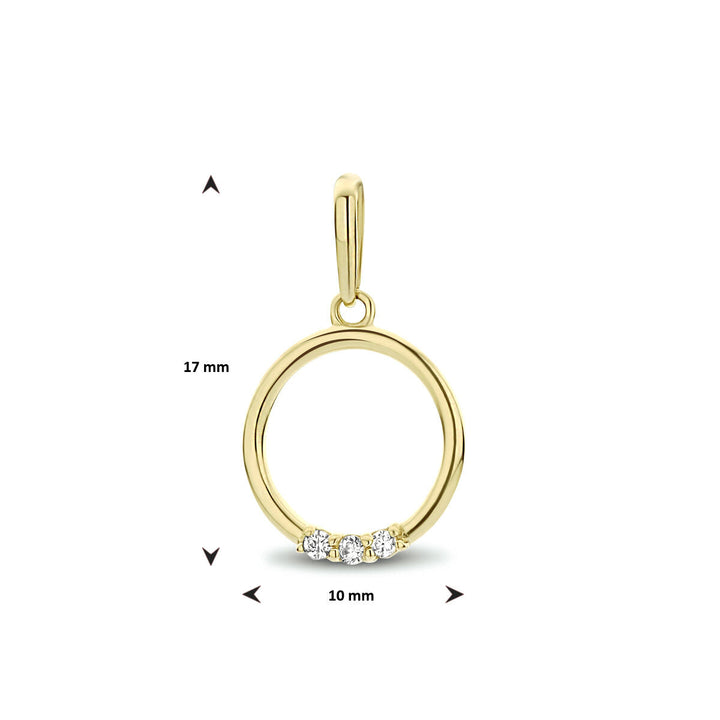 Anhänger runder Zirkonia 14K Gelbgold
