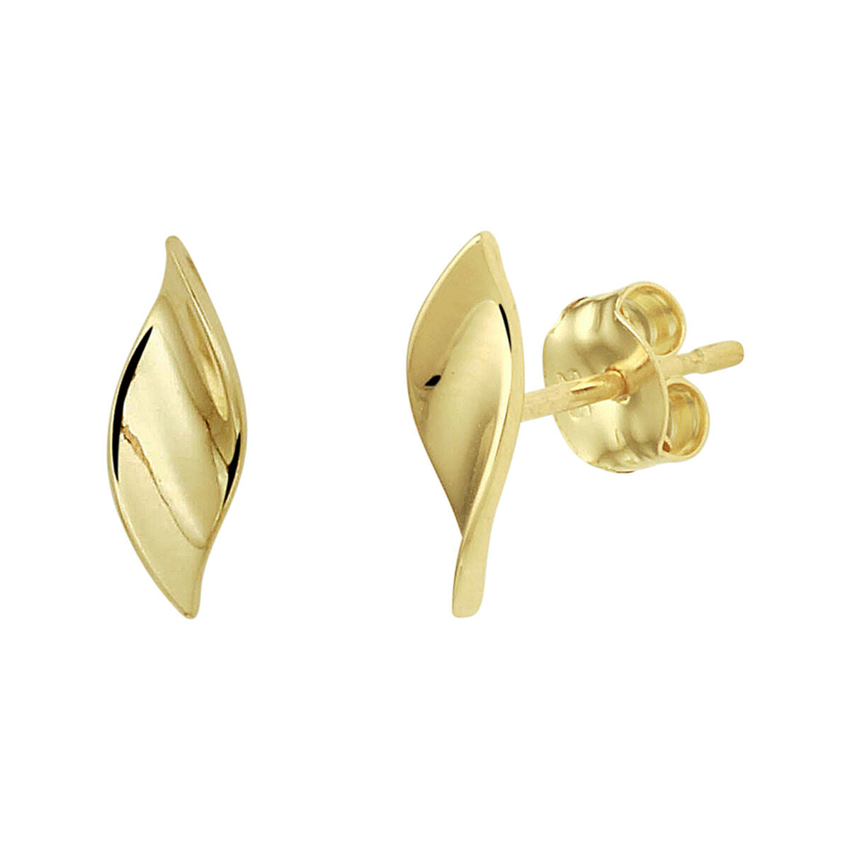 Ohrstecker aus 14K Gelbgold in geschwungener Form mit glänzender Oberfläche