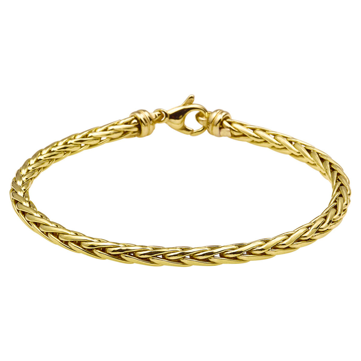 Armband in Zilgold mit geflochtenem Design und Karabinerverschluss, 4,0 mm breit, 19 cm lang