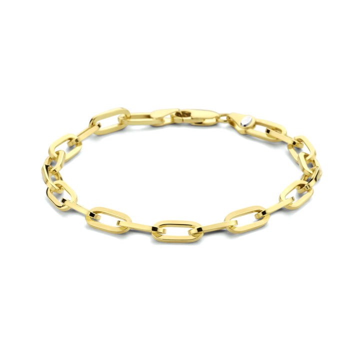 Armband Büroklammer flach massiv 5,0 mm 19 cm Zilgold (Gelbgold mit Silberkern)