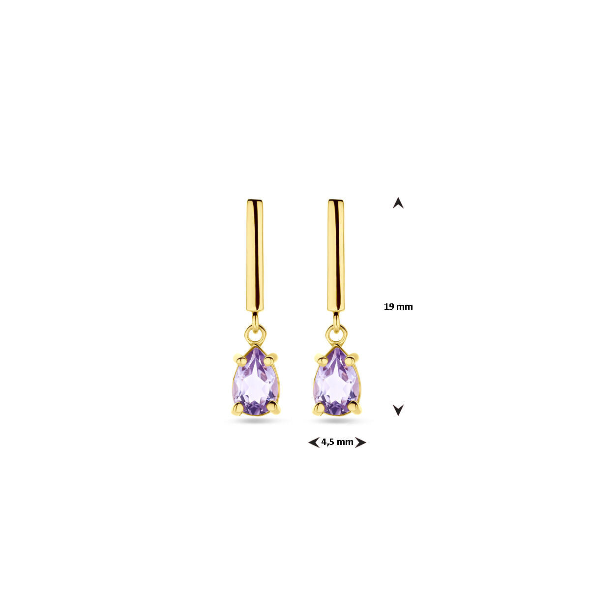 Ohrhänger Amethyst 19 mm 14K Gelbgold