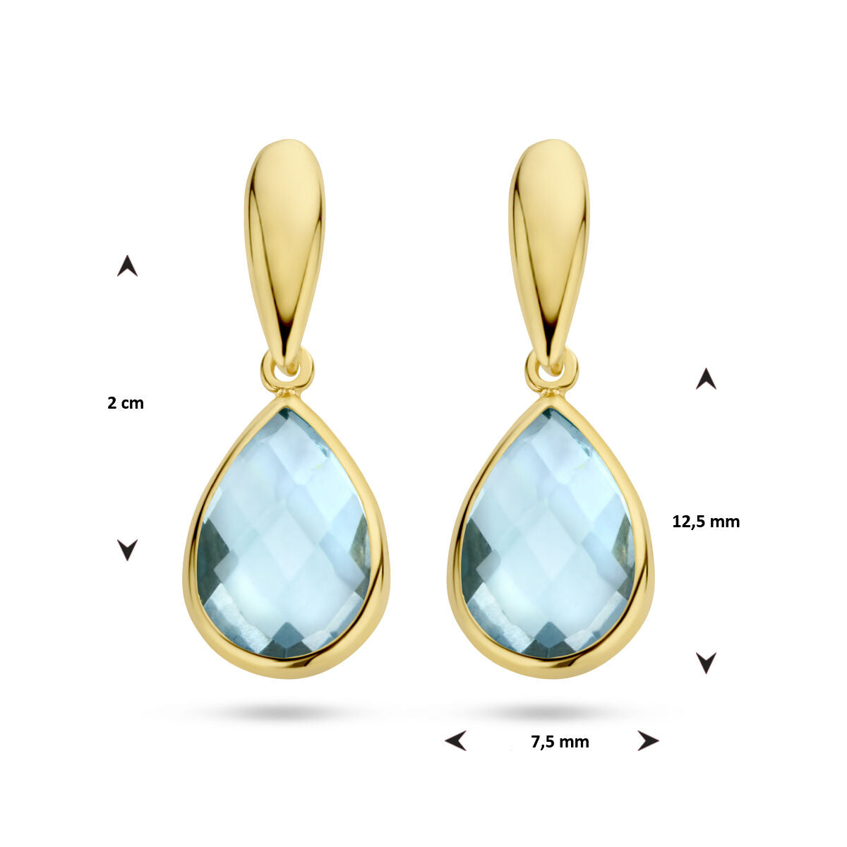 Ohrringe Blautopas 14K Gelbgold