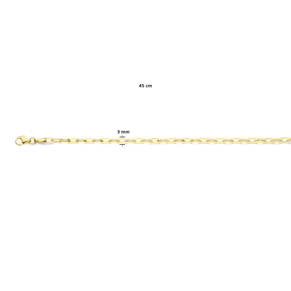Van der Kooij Collection – Halskette Büroklammer 3 mm 45 cm 14 K Gelbgold