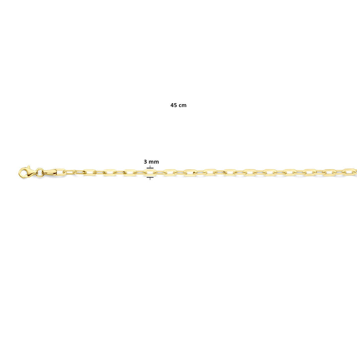 Van der Kooij Collection – Halskette Büroklammer 3 mm 45 cm 14 K Gelbgold