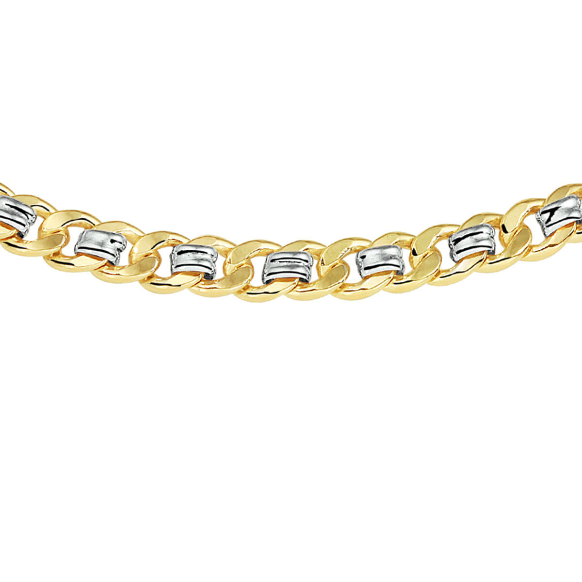 Collier aus 6,2 mm geschnittenen Gourmette-Gliedern in Bicolor mit goldenen und silbernen Elementen