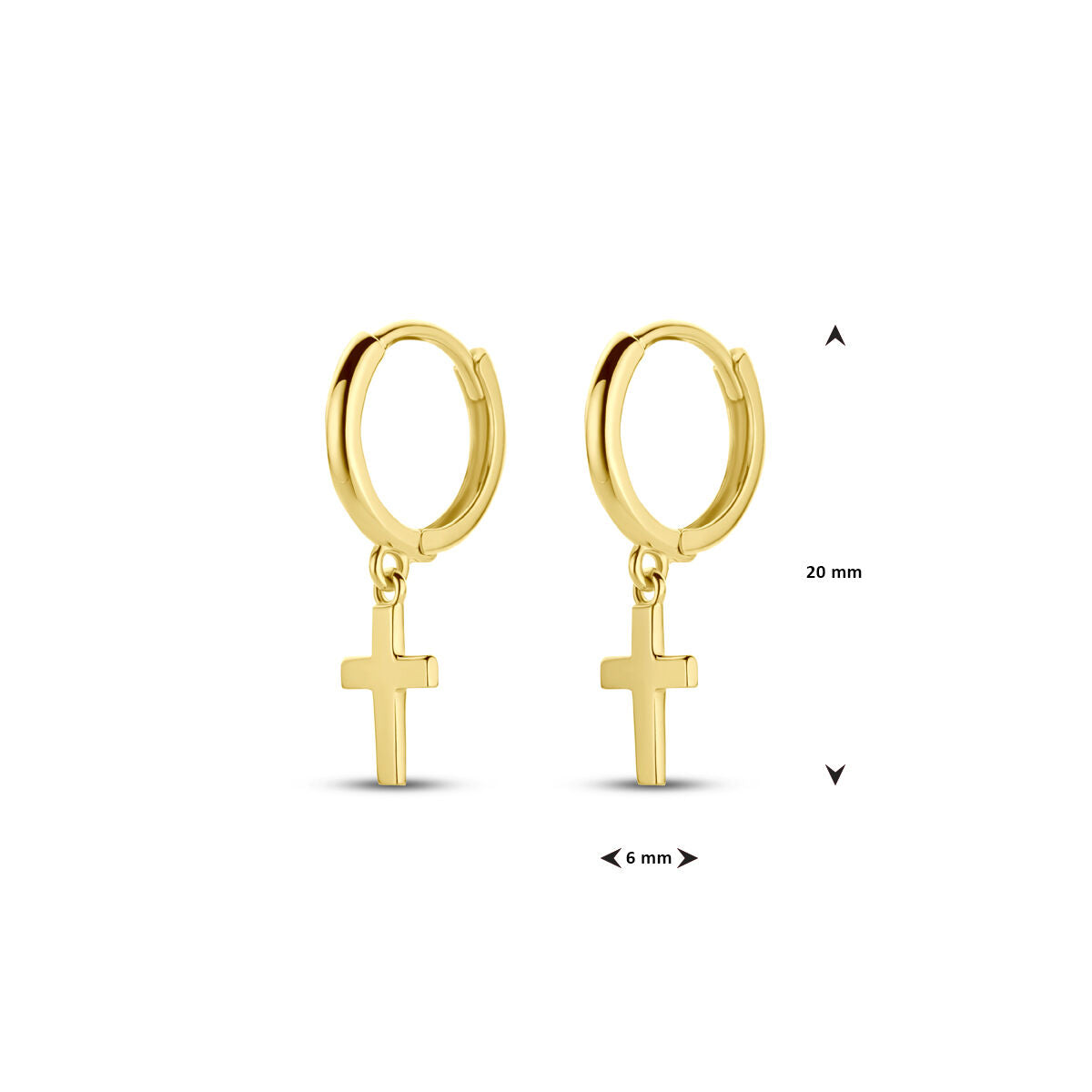 Ohrringe mit Kreuz 14K Gelbgold