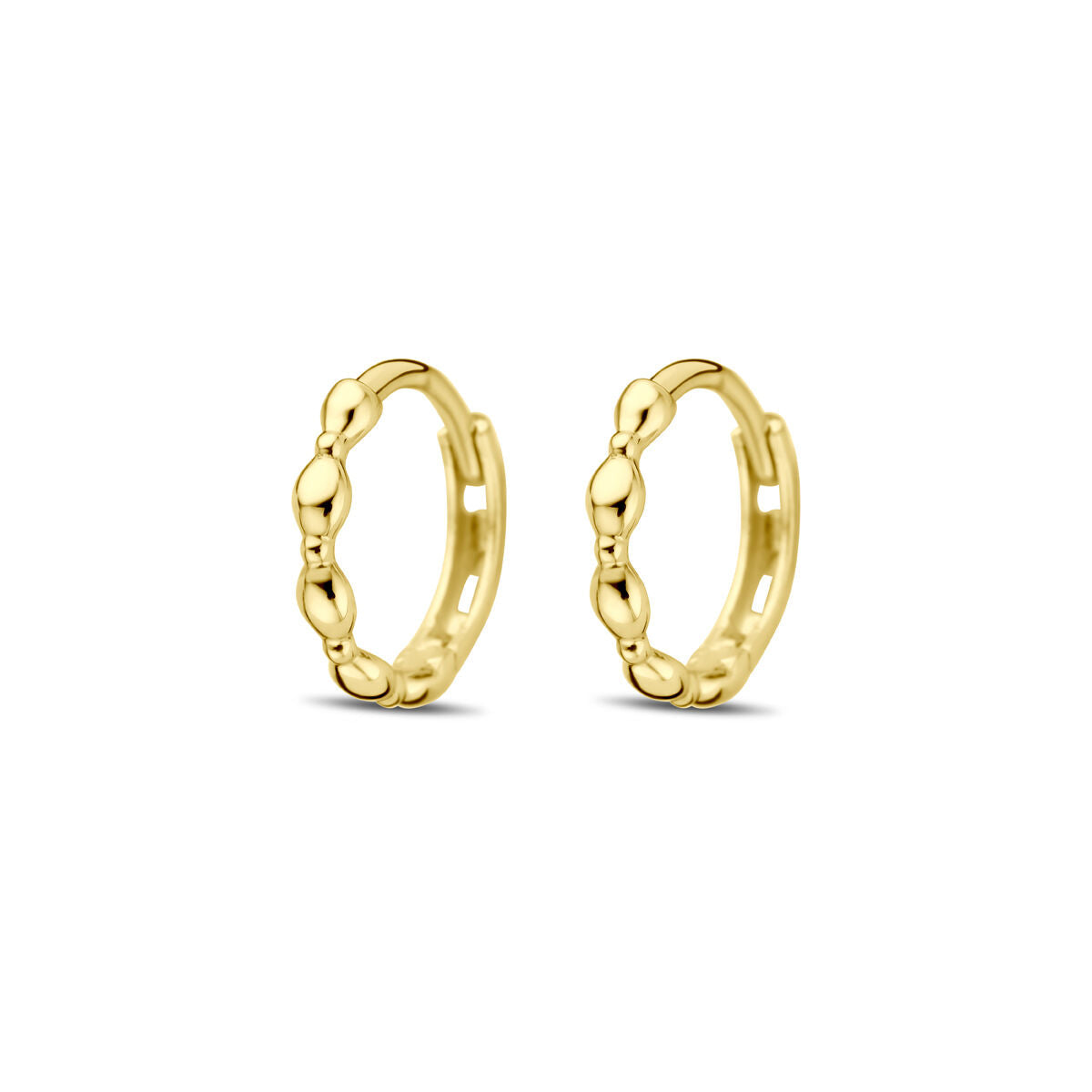 Klapp-Ohrringe aus 14K Gelbgold mit einem Durchmesser von 10 mm und geschwungenem Design