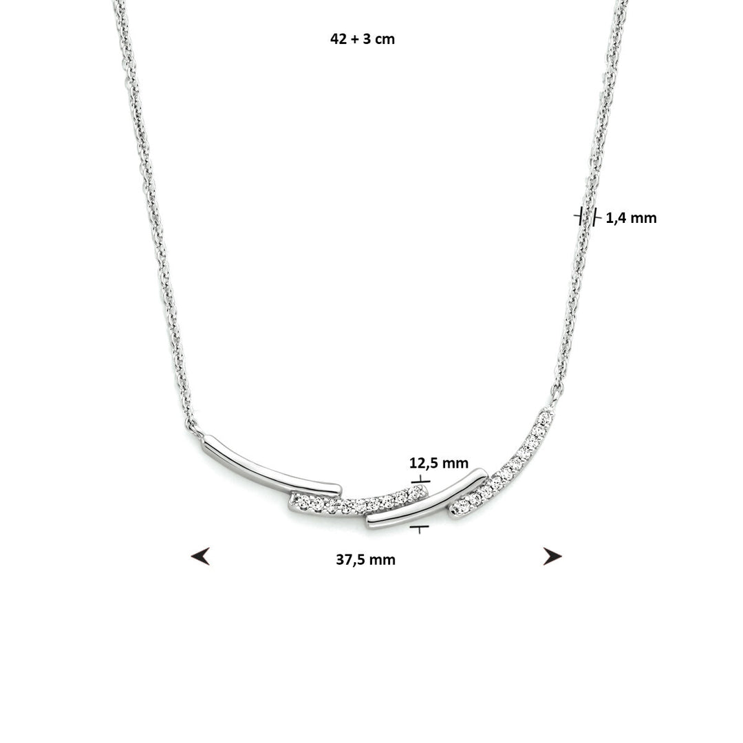 Halskette Zirkonia 42 + 3 cm Silber rhodiniert