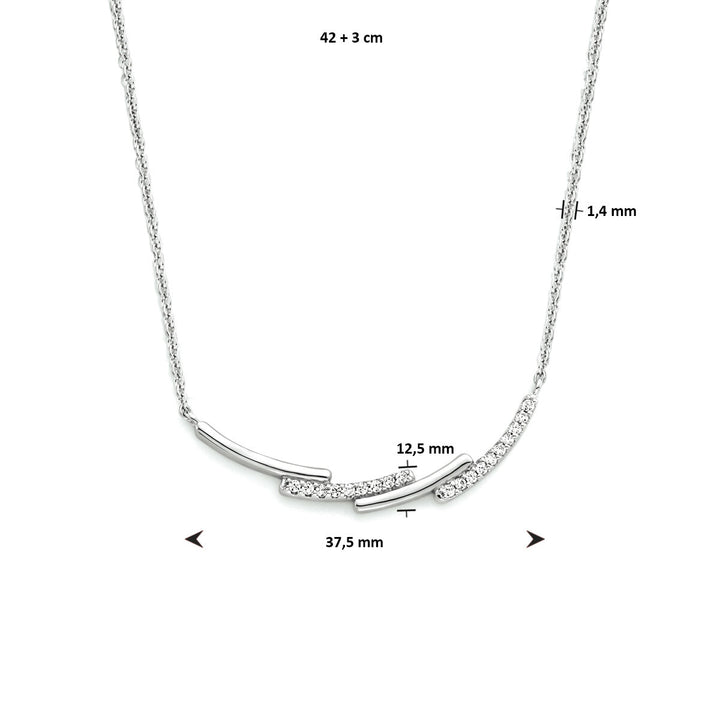 Halskette Zirkonia 42 + 3 cm Silber rhodiniert