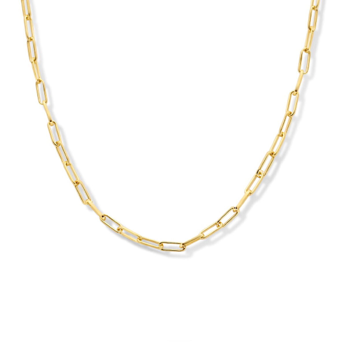 Collier aus vergoldetem Silber mit rechteckigen Gliedern und einer Länge von 41 + 4 cm