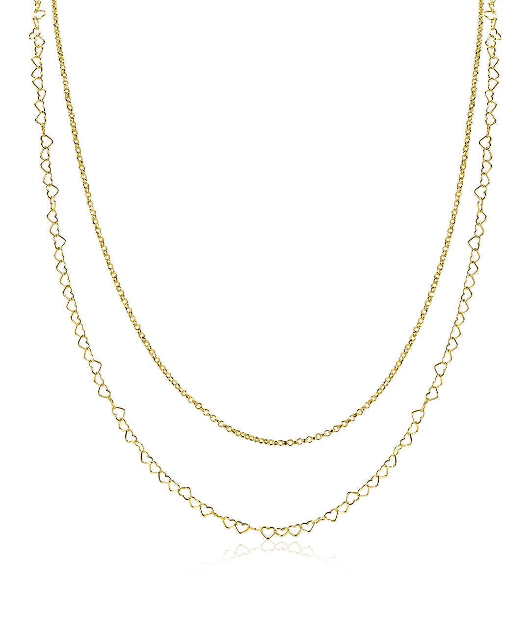 ZINZI goldplated zilveren dubbele schakelketting 40–45cm