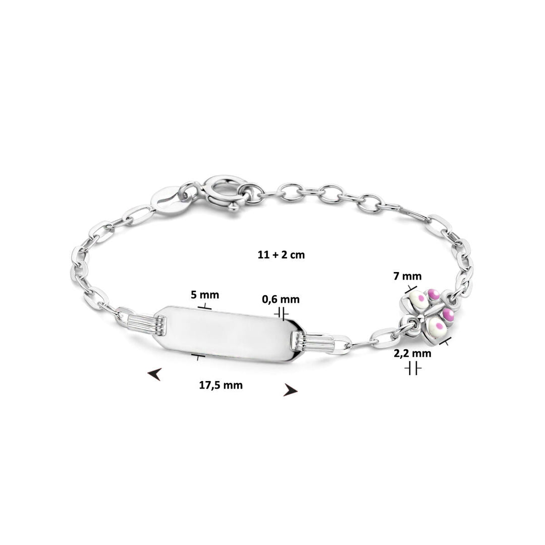 Babyarmband Silber Schmetterlingsplättchen 5,0 mm rhodiniert