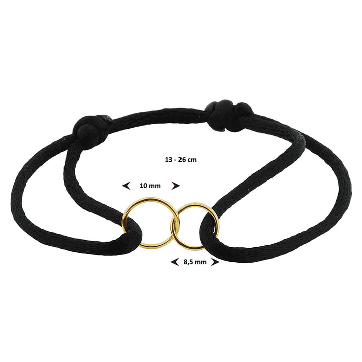 Armband Satin rund 14K Gold mit Kautschuk/Nylon/Leder
