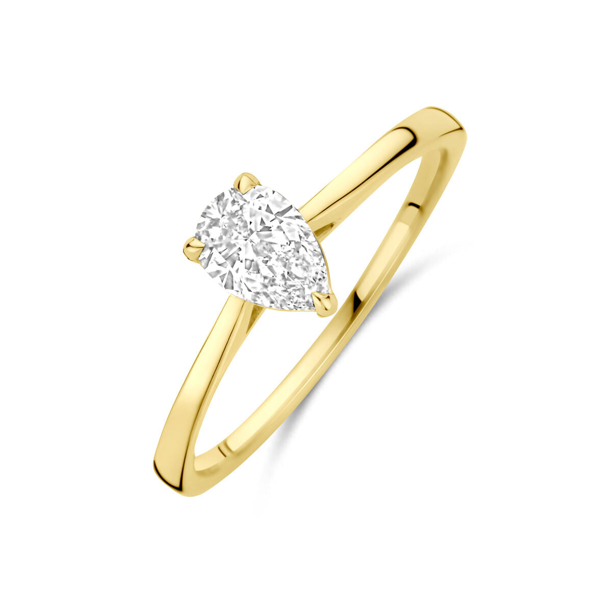Ring aus 14K Gelbgold mit einem 0,50 ct lab-grown Diamanten in Tropfenform