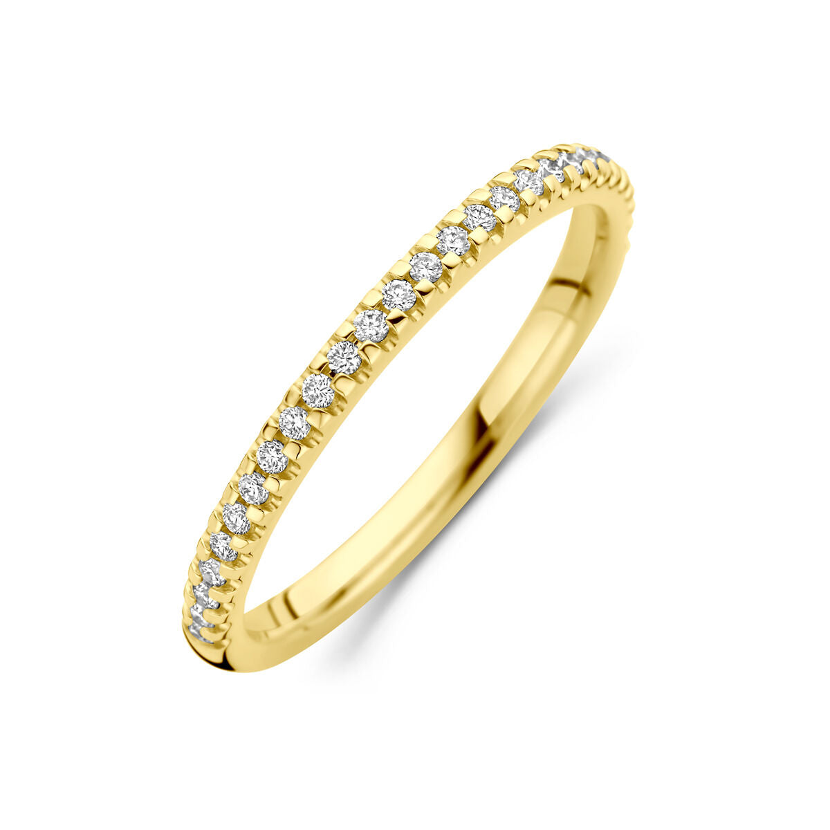 Ring aus 14K Gelbgold mit 0,15 ct lab-grown Diamanten in einer Reihe angeordnet