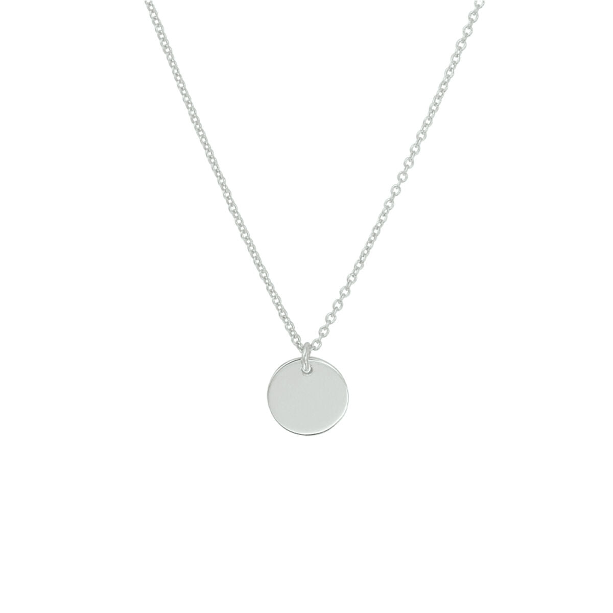 Rundes, gravierbares Collier aus rhodiniertem Silber mit 40 + 5 cm langer Kette