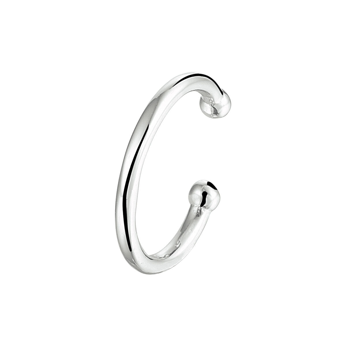 Ear Cuff aus rhodiniertem Silber mit geschwungener Form und zwei Kugeldetails