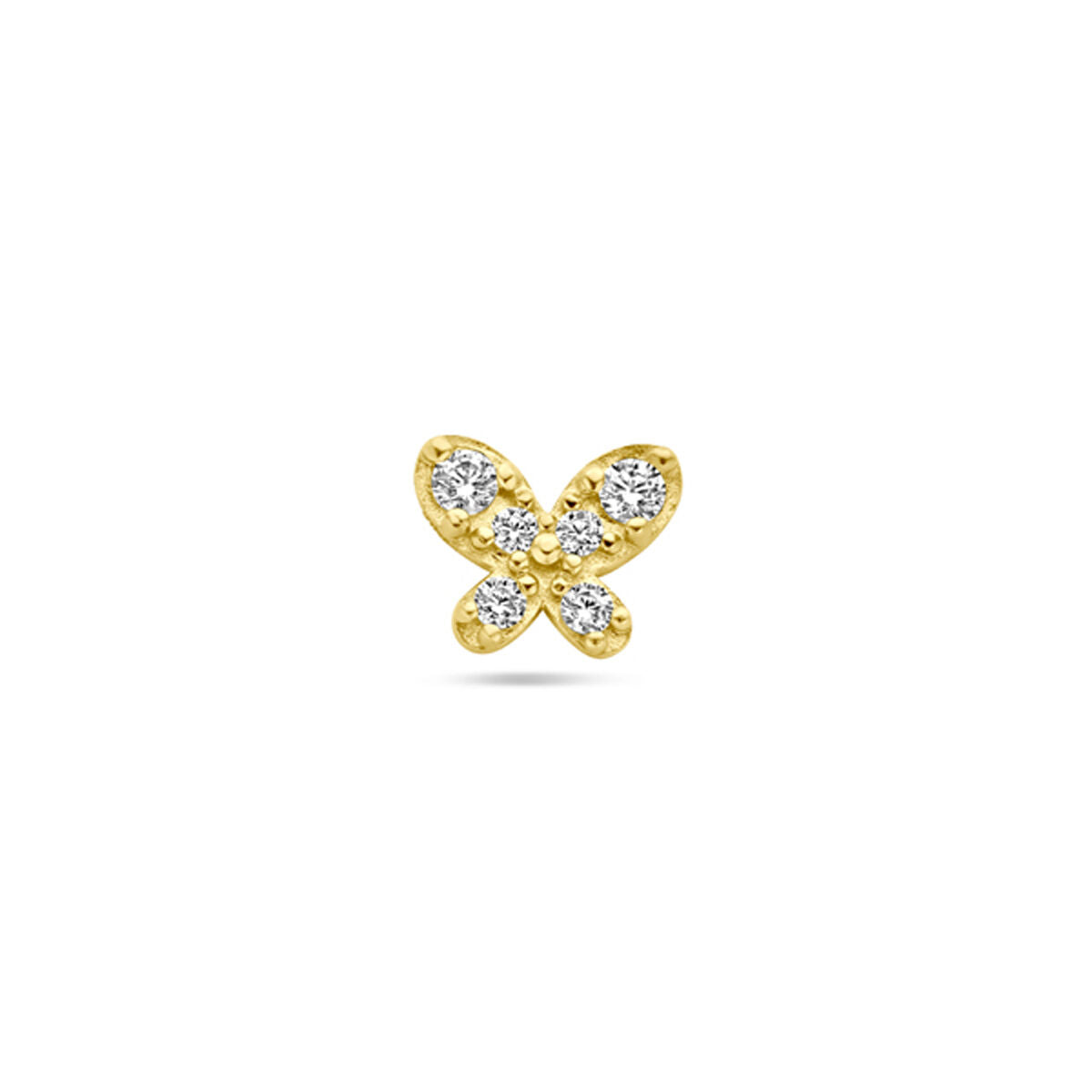 Flacher Piercing in Form eines Schmetterlings aus 14K Gelbgold mit Zirkonia-Steinen