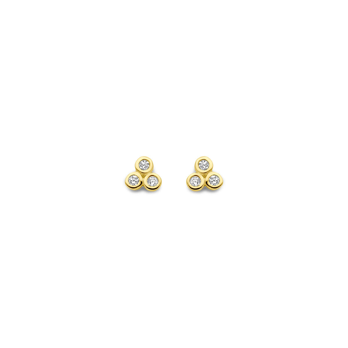 Ohrstecker aus 14K Gelbgold mit drei Zirkonia von je 3 mm