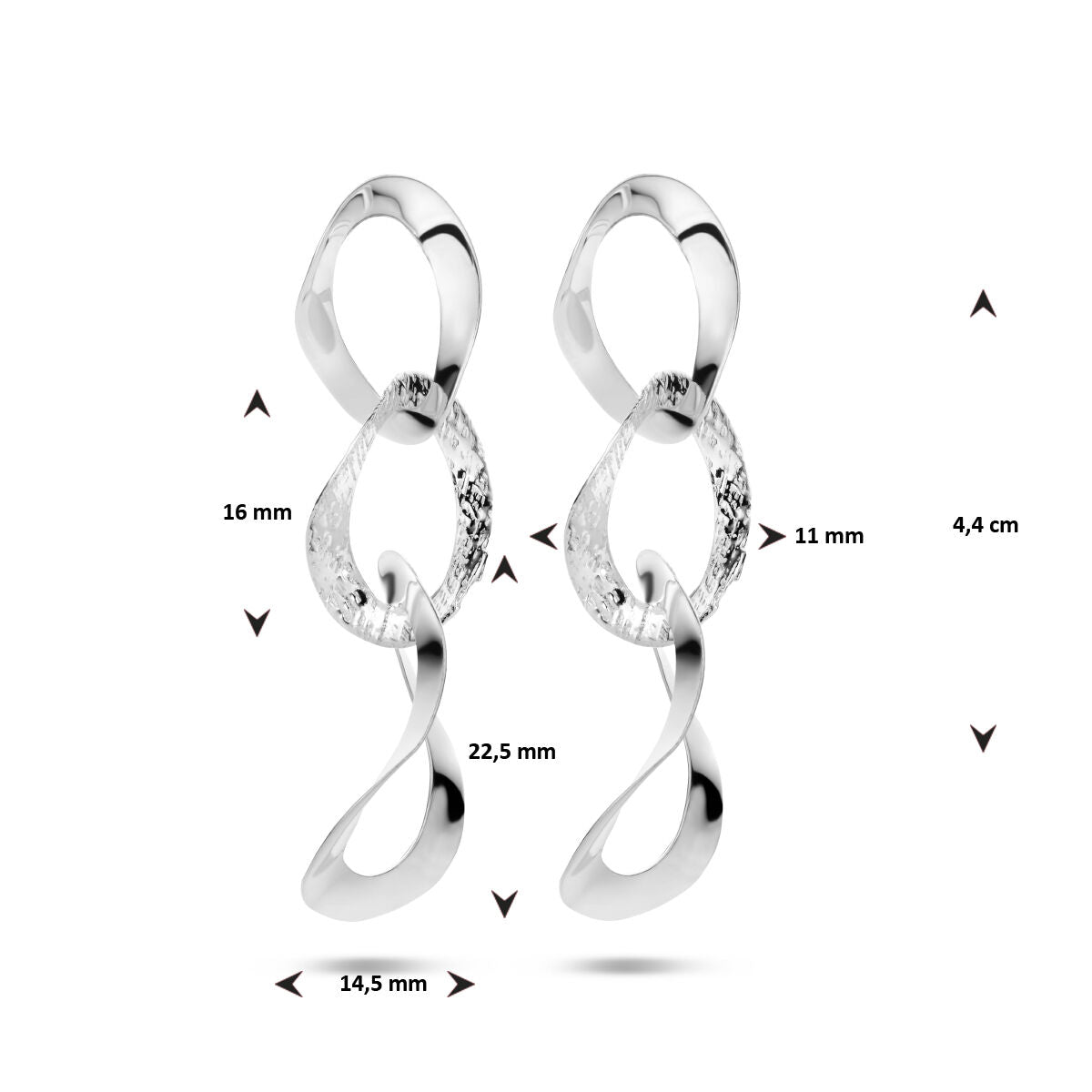Ohrringe oval poly/mattsilber rhodiniert