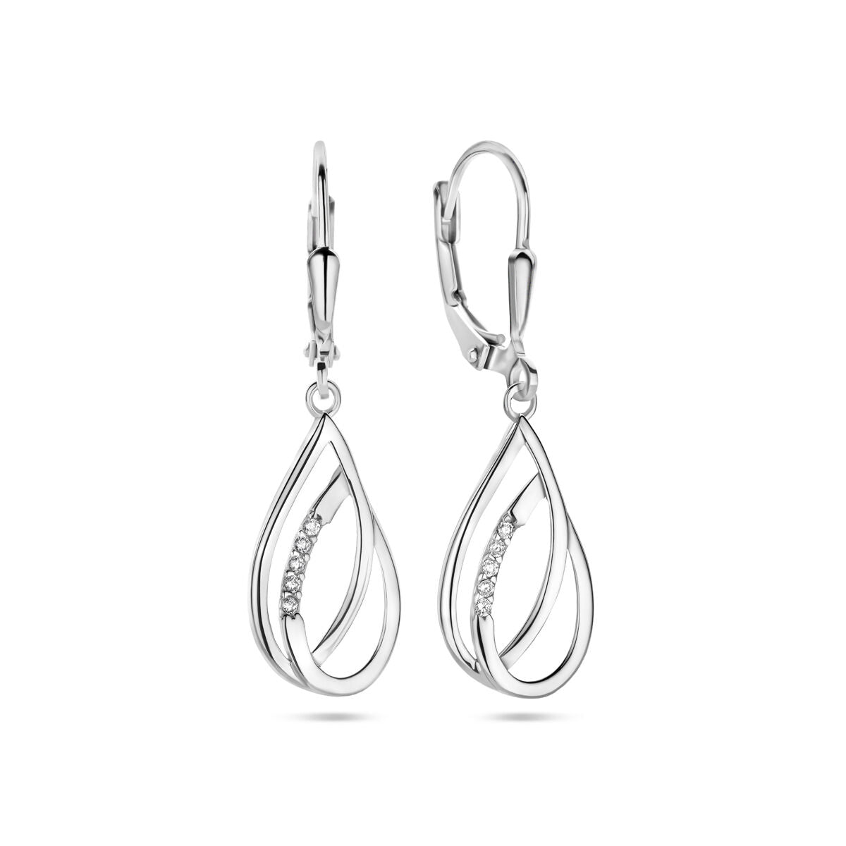 Ohrhänger Tropfen Zirkonia Brisurhaken 34 mm Silber rhodiniert