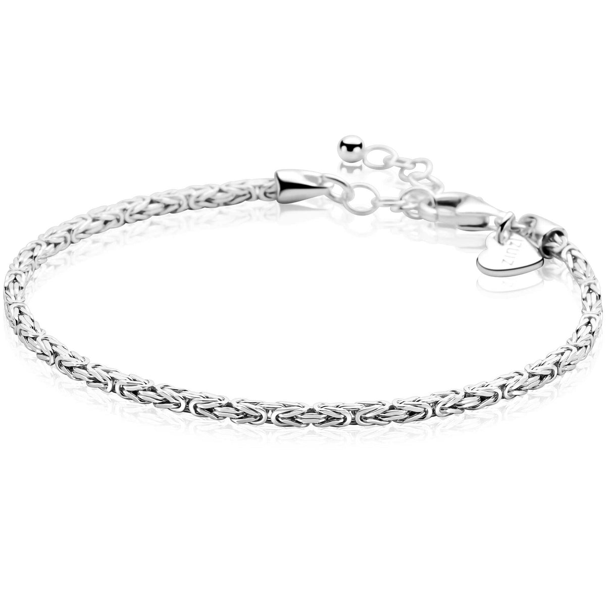 Massive Silber Königskette Armband mit Karabinerverschluss und Verlängerungskette