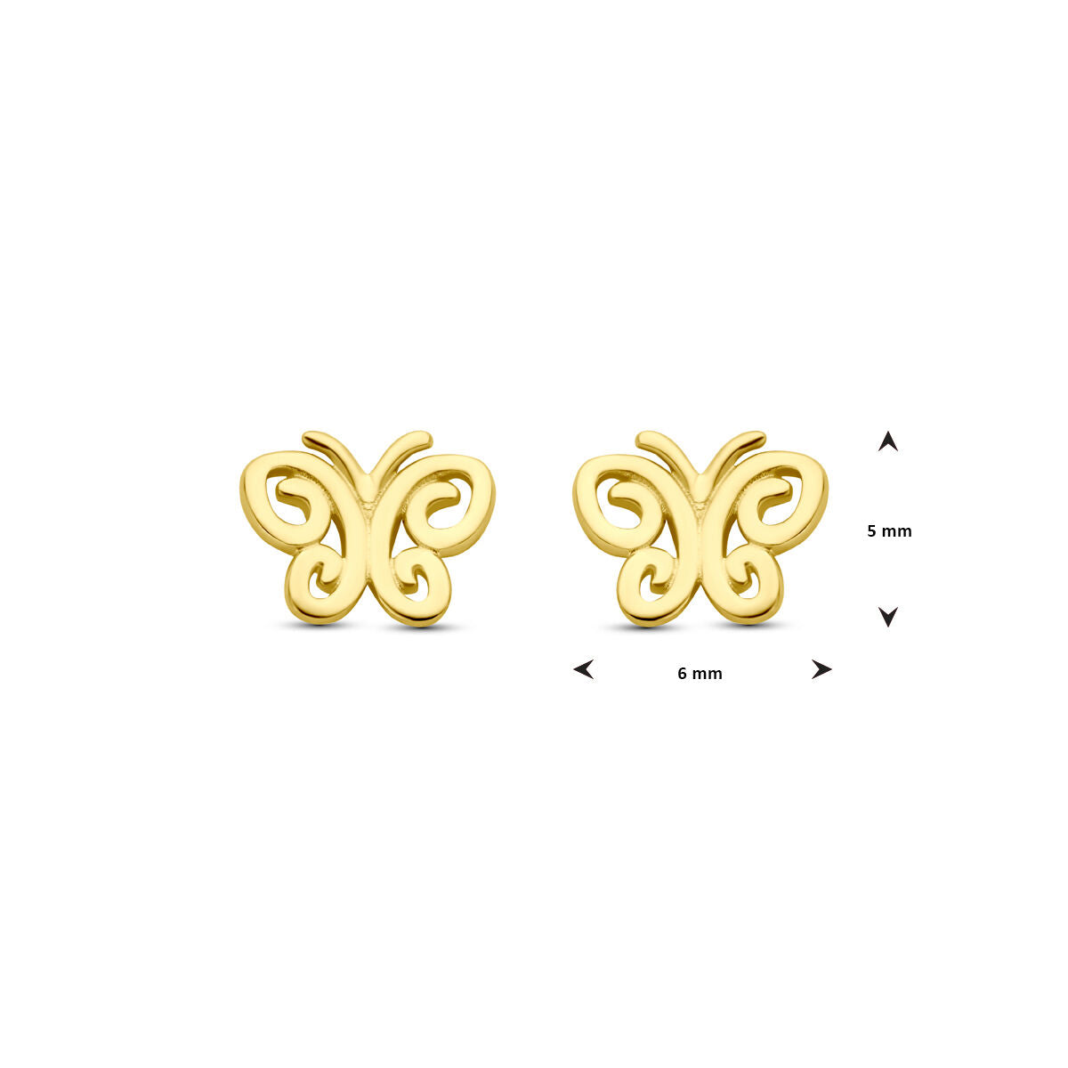 Ohrstecker Schmetterlinge 5,5 mm 14K Gelbgold