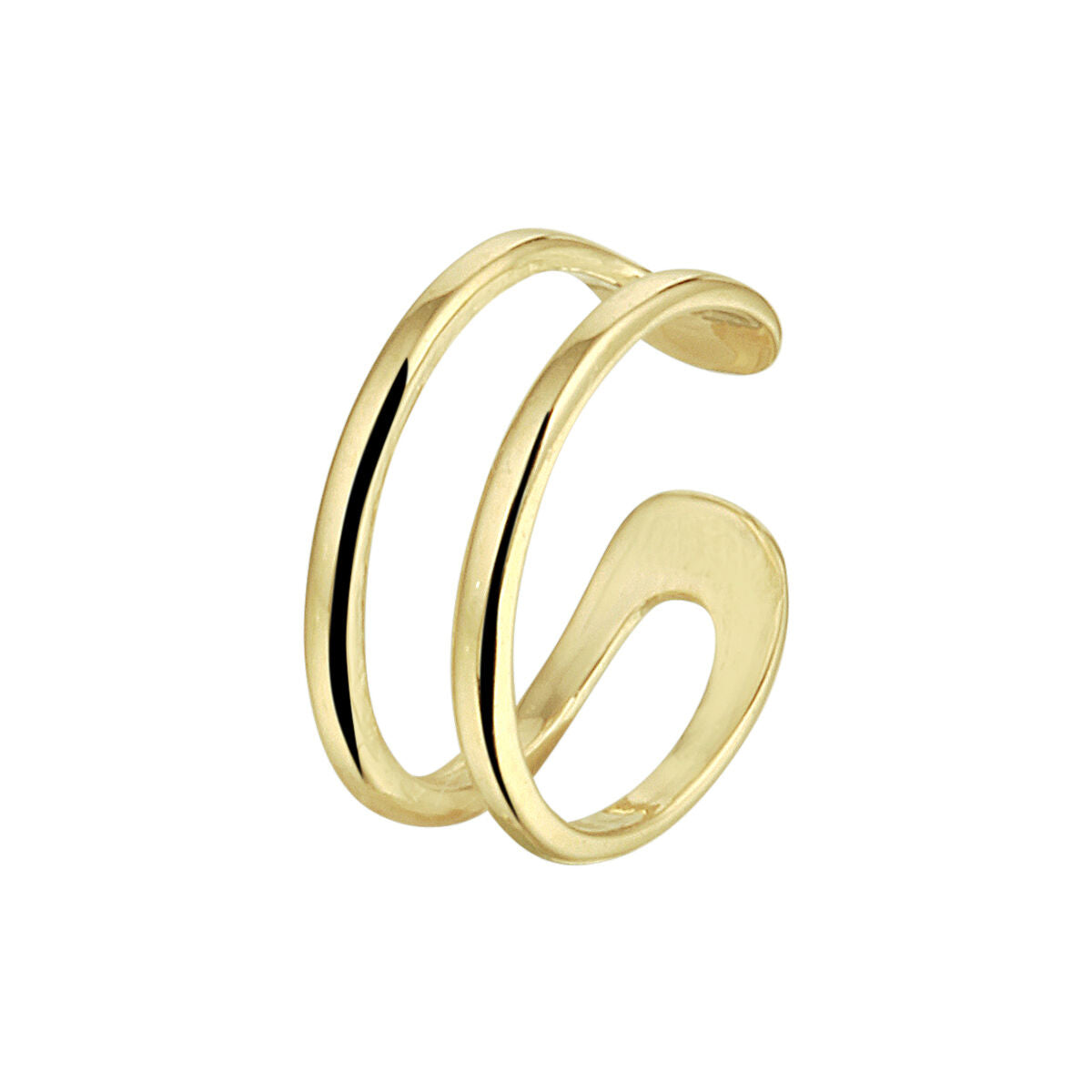Ear cuff aus 14K Gelbgold mit geschwungenem Design und zwei offenen Ringen