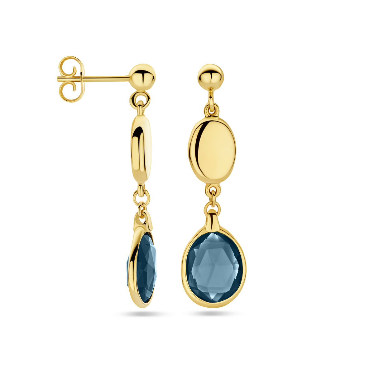 Ohrhänger London Blue Topas 36 mm 14K Gelbgold