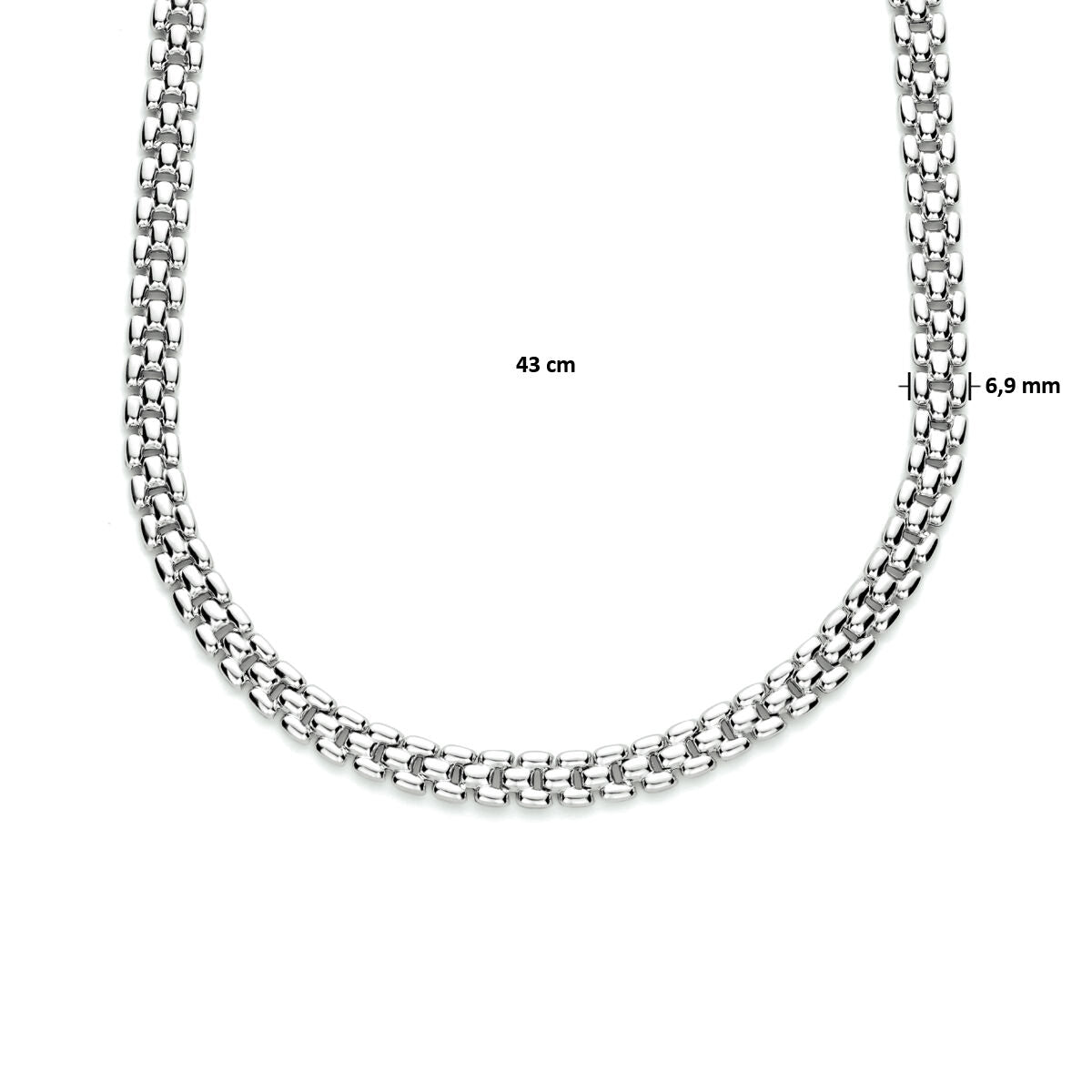 Halskette Panther 6,9 mm 43 cm Silber rhodiniert